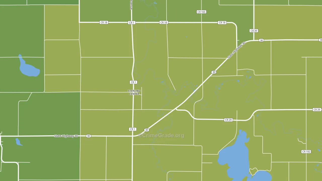 Sterling Center, MN Map of Vehicle Theft Rates