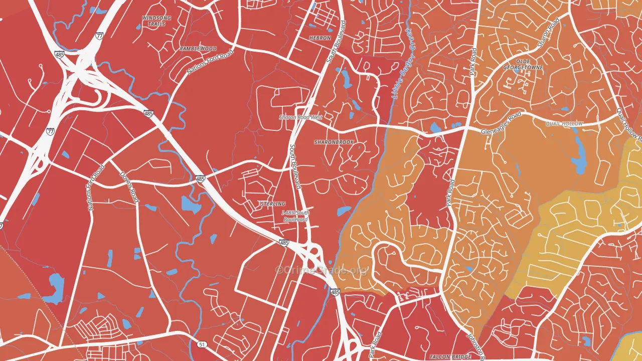 Sterling, Charlotte, NC Map of Vehicle Theft Rates