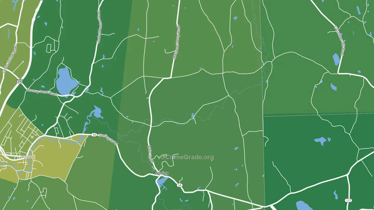 Sterling, CT Map of Vehicle Theft Rates