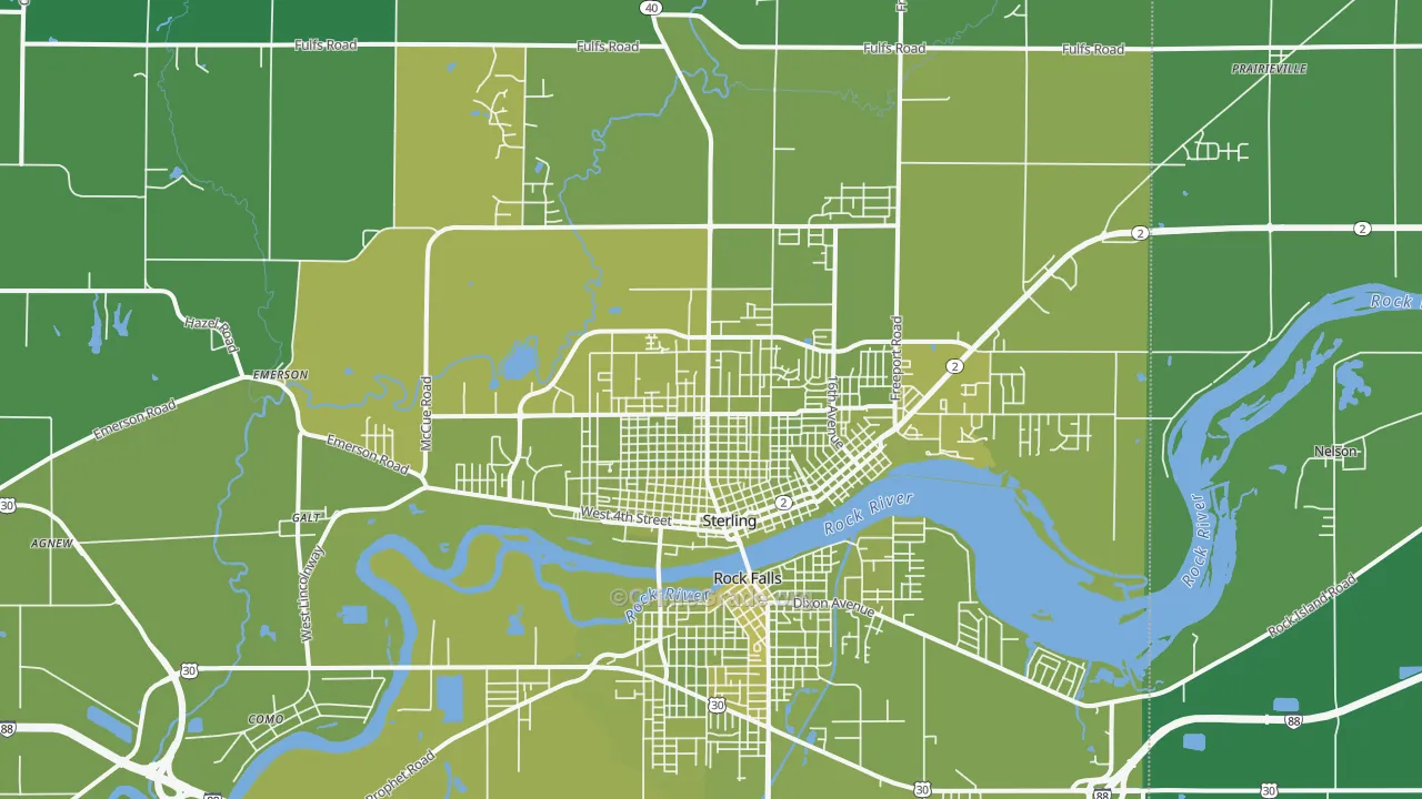 Sterling, IL Map of Vehicle Theft Rates