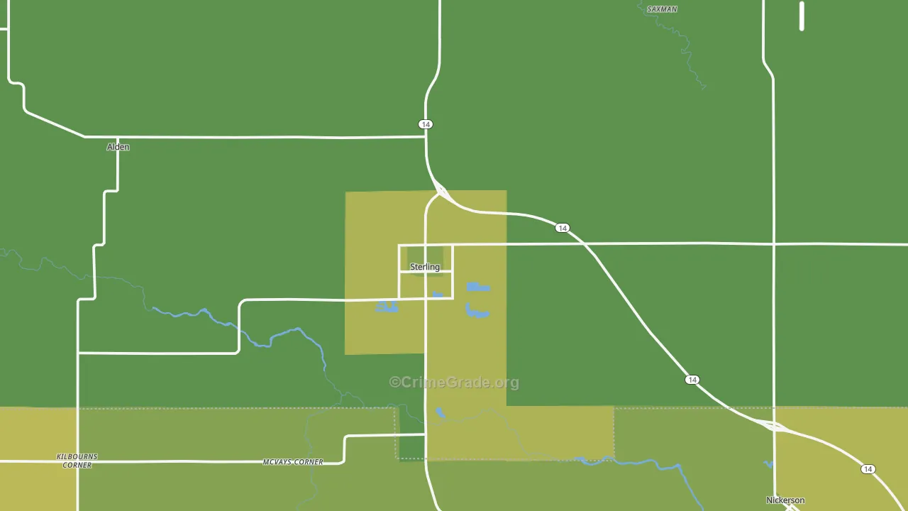 Sterling, KS Map of Vehicle Theft Rates