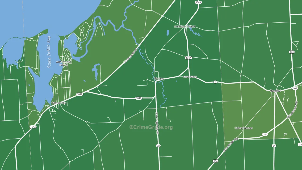 Sterling, NY Map of Vehicle Theft Rates