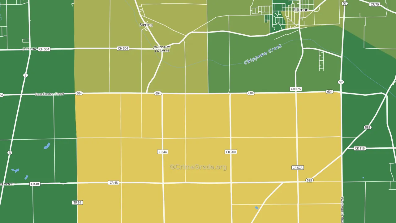 Sterling, OH Map of Vehicle Theft Rates
