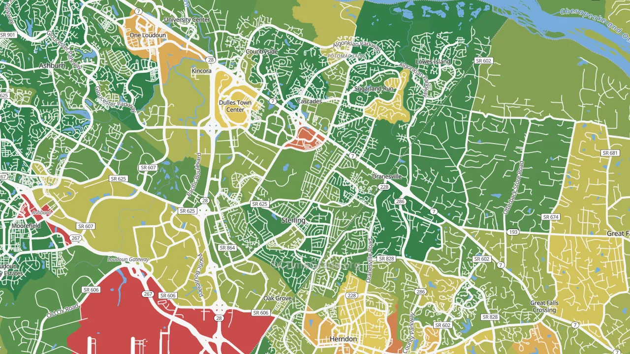 Sterling, VA Map of Vehicle Theft Rates