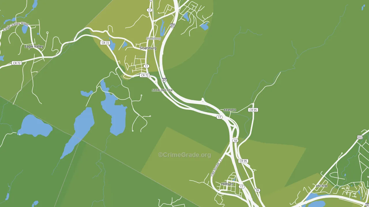 Sterlington, NY Map of Vehicle Theft Rates
