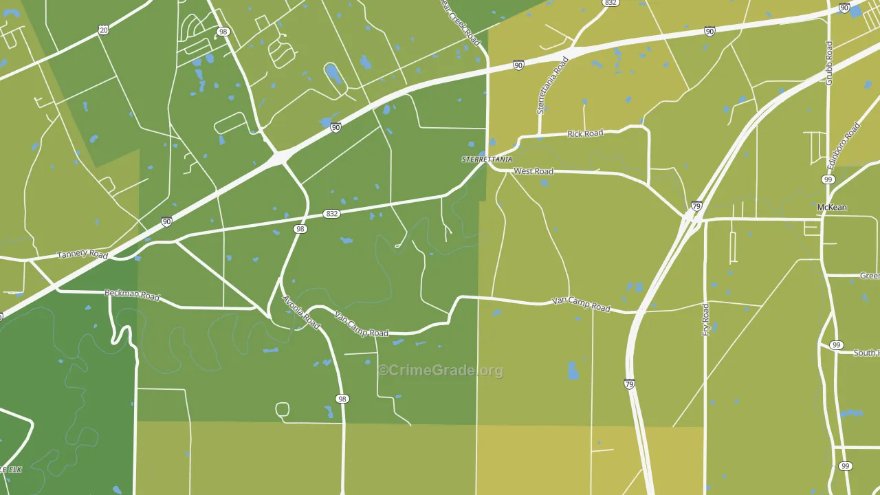 Sterrettania, PA Map of Vehicle Theft Rates