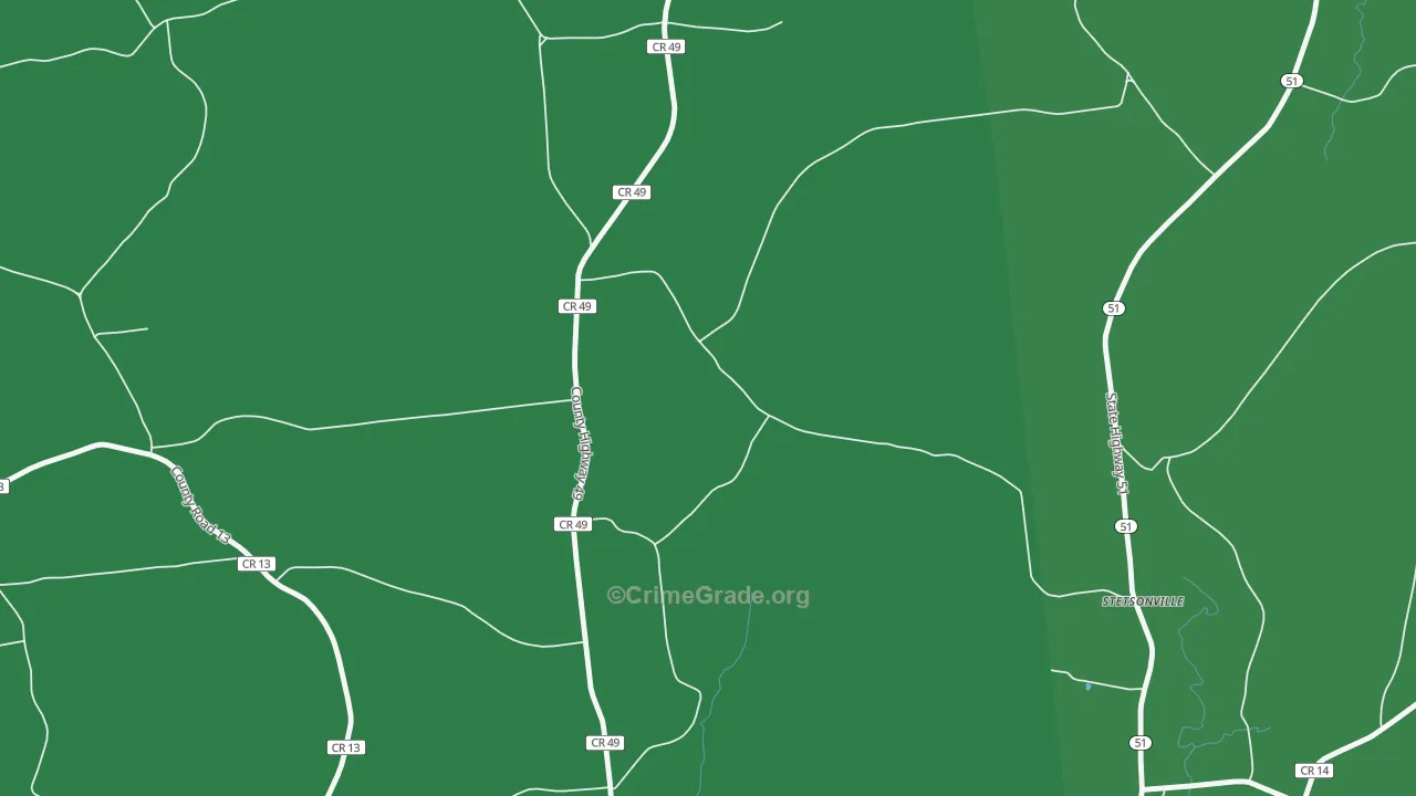 Stetsonville, NY Map of Vehicle Theft Rates