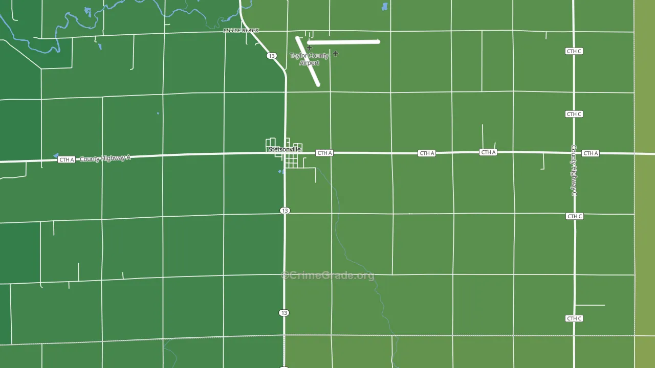 Stetsonville, WI Map of Vehicle Theft Rates