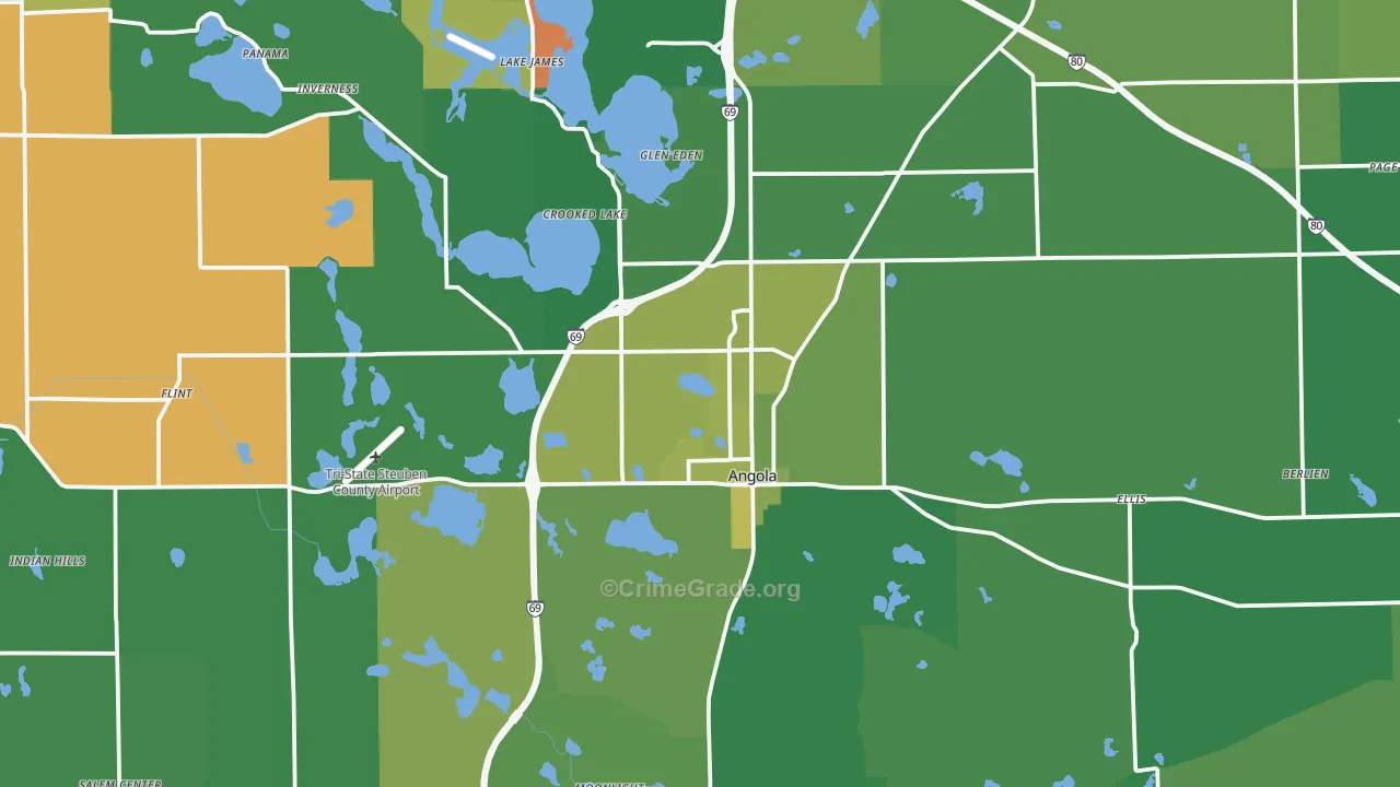 Steuben County, IN Map of Vehicle Theft Rates