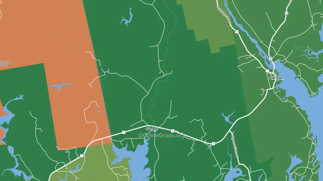 Steuben, ME Map of Vehicle Theft Rates