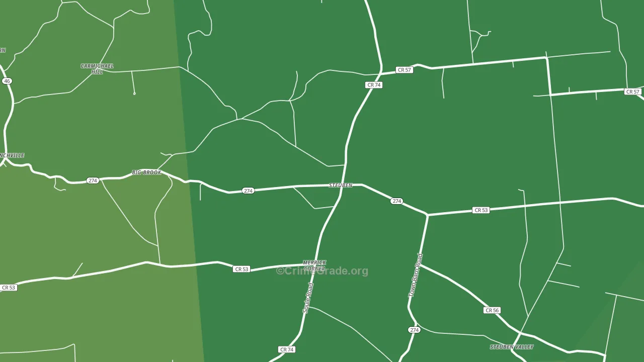 Steuben, NY Map of Vehicle Theft Rates
