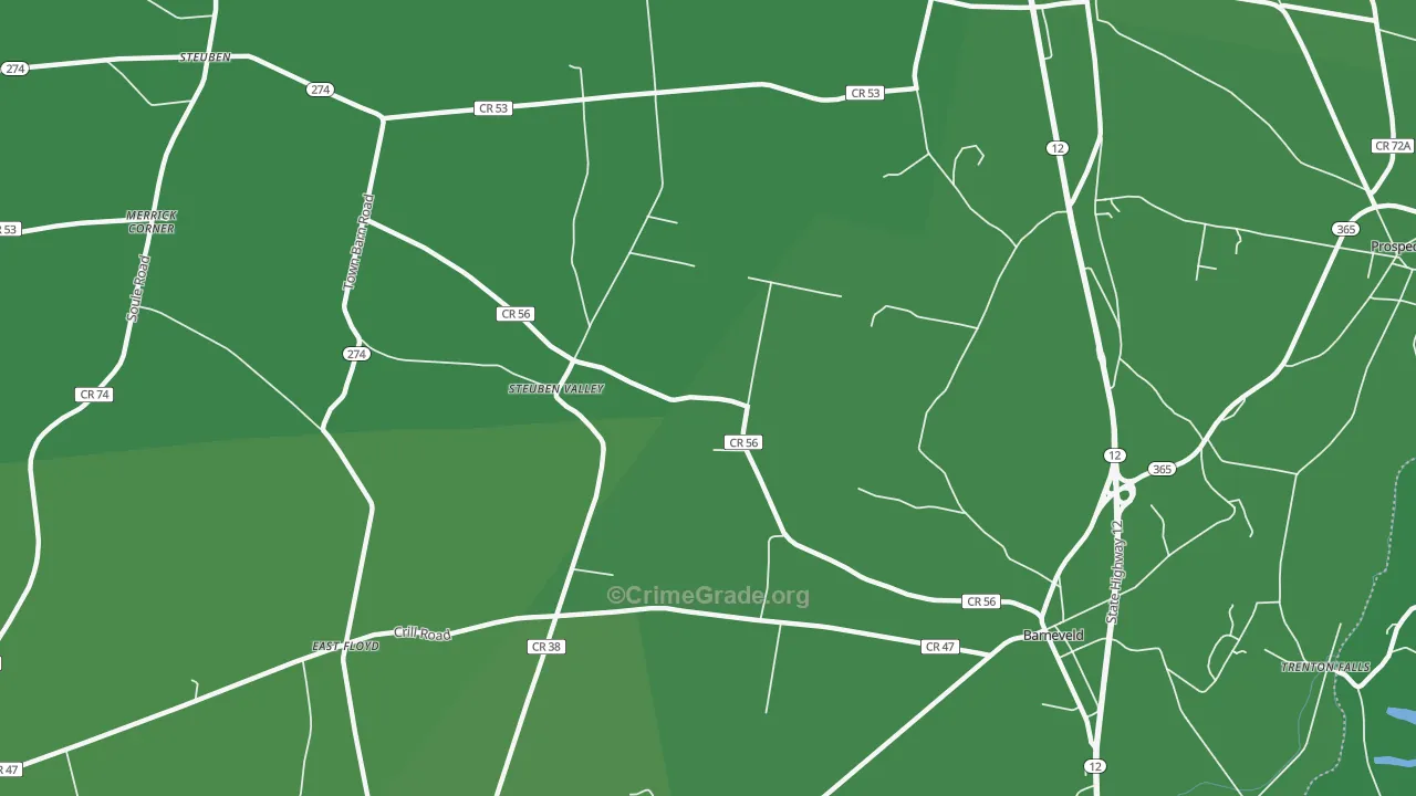 Steuben Valley, NY Map of Vehicle Theft Rates