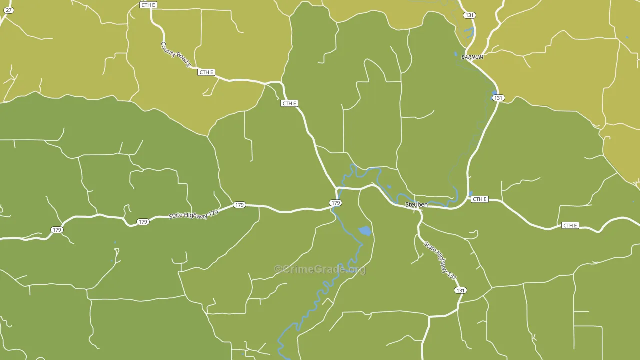 Steuben, WI Map of Vehicle Theft Rates