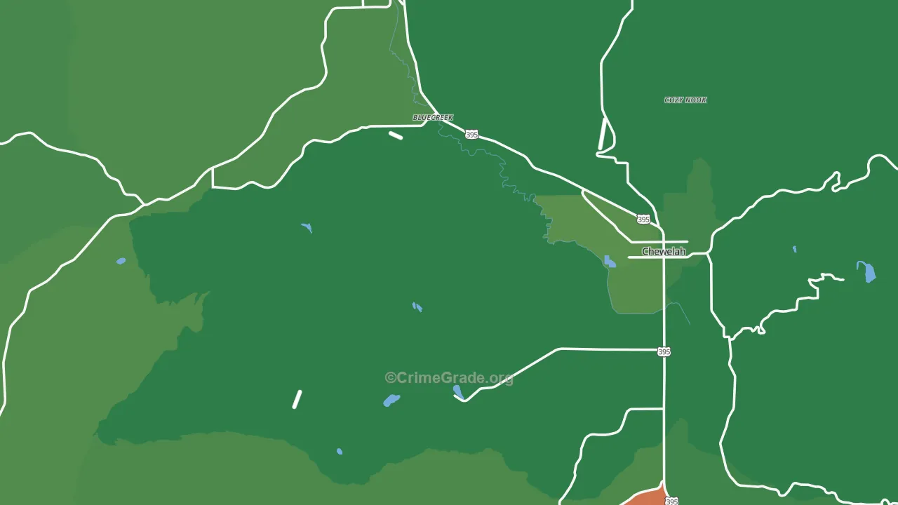 Stevens County, WA Map of Vehicle Theft Rates