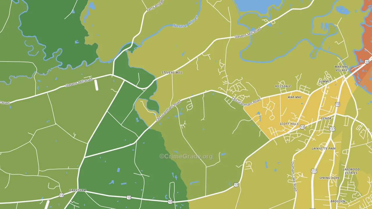 Stevens Mill, NC Map of Vehicle Theft Rates
