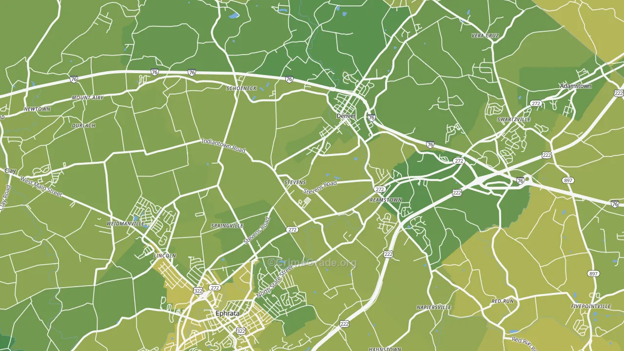 Stevens, PA Map of Vehicle Theft Rates