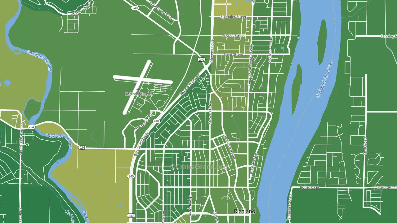 Stevens Triangle, Richland, WA Map of Vehicle Theft Rates