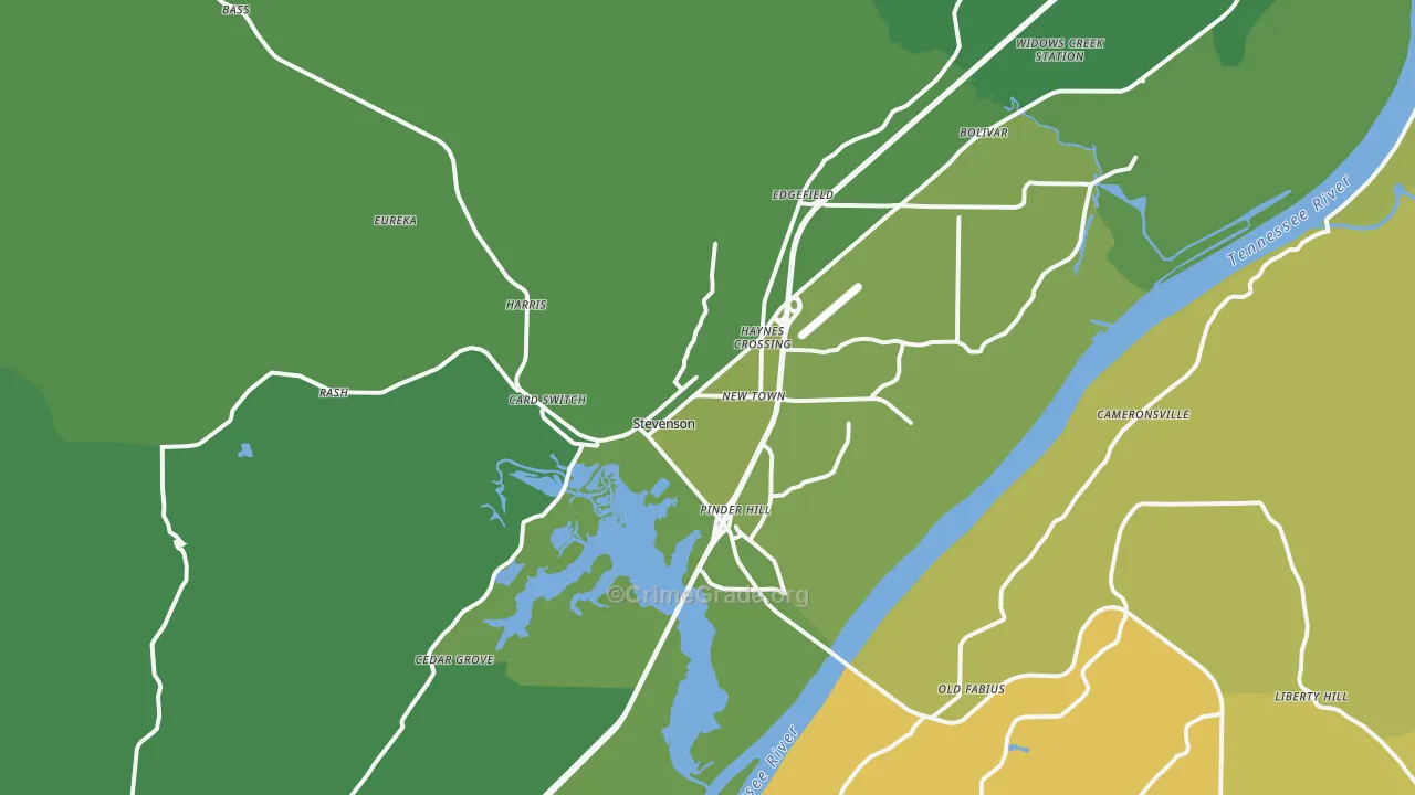 Stevenson, AL Map of Vehicle Theft Rates