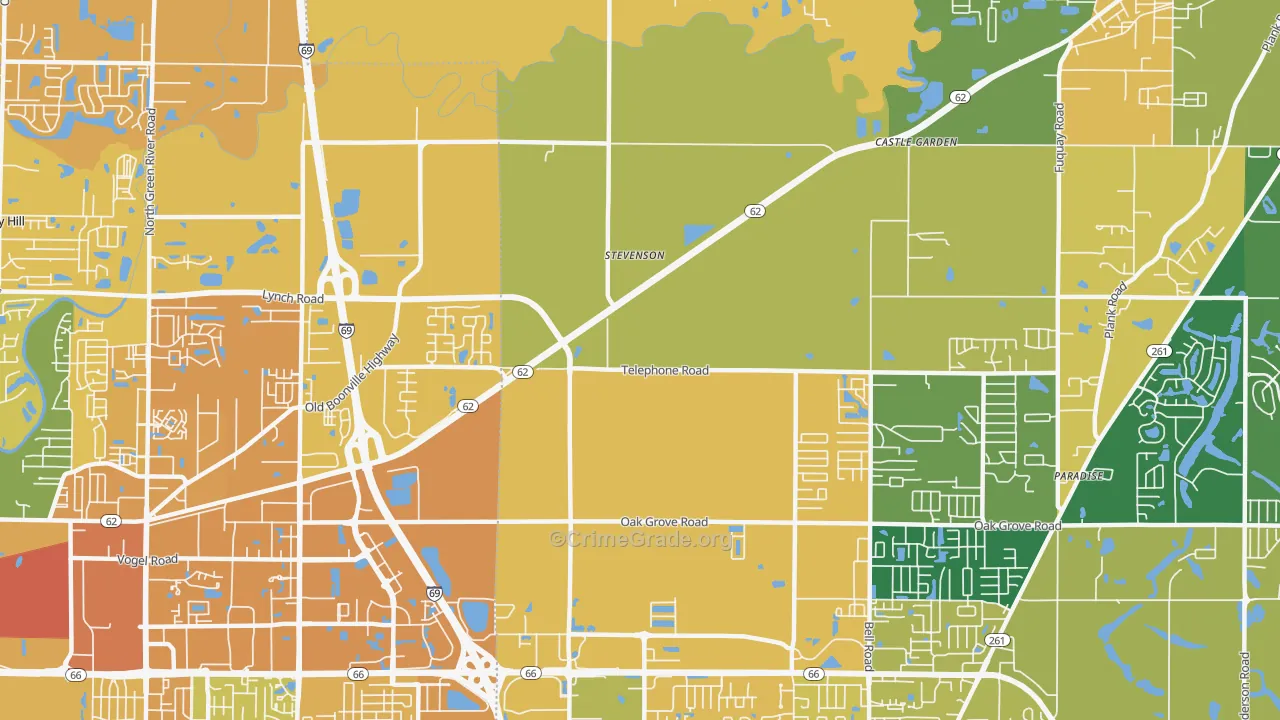 Stevenson, IN Map of Vehicle Theft Rates