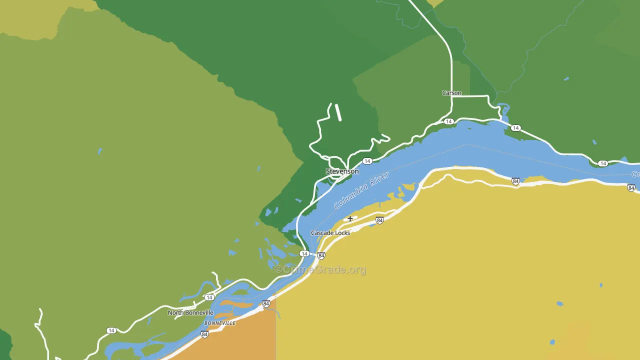 Stevenson, WA Map of Vehicle Theft Rates