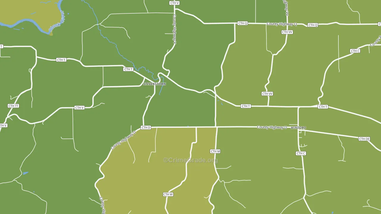Stevenstown, WI Map of Vehicle Theft Rates