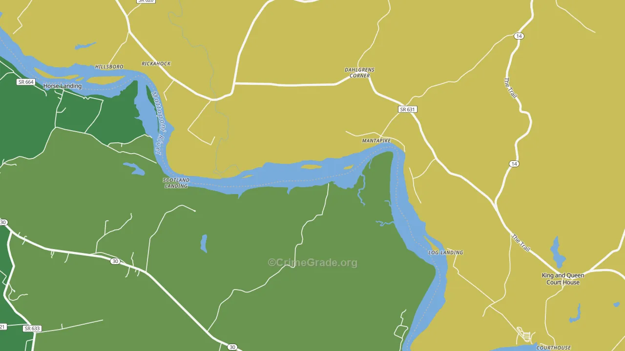 Stevensville, VA Map of Vehicle Theft Rates