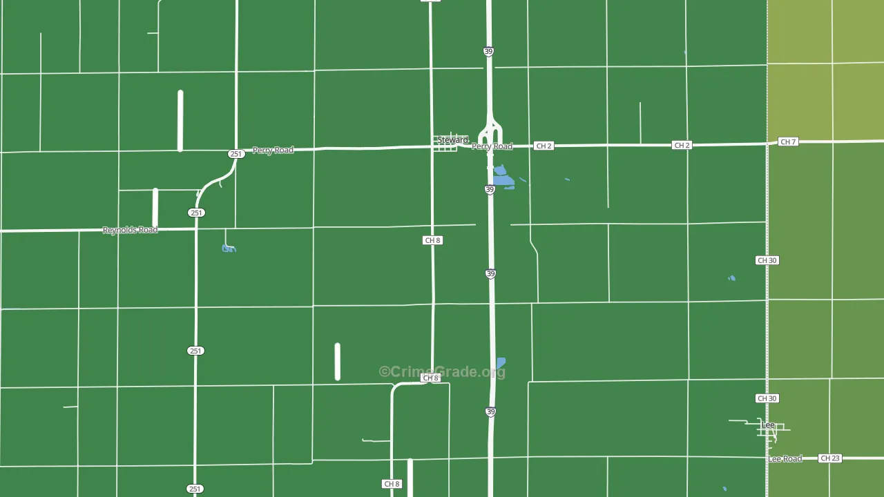 Steward, IL Map of Vehicle Theft Rates