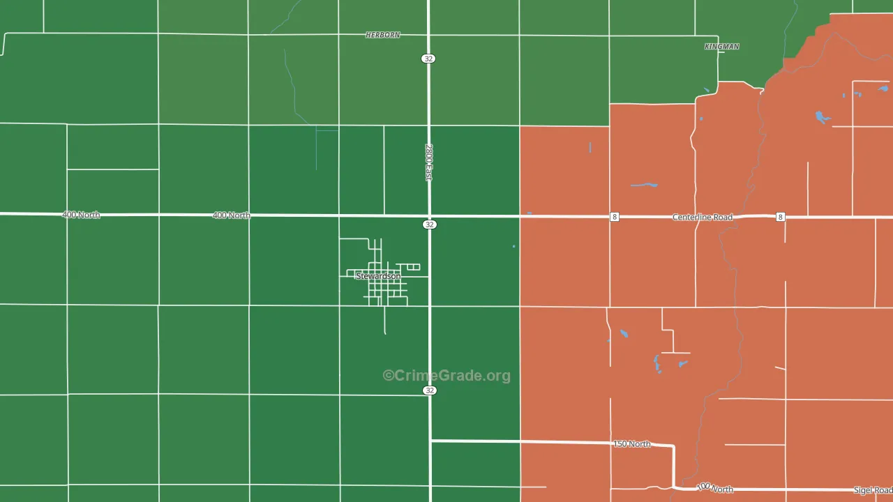 Stewardson, IL Map of Vehicle Theft Rates