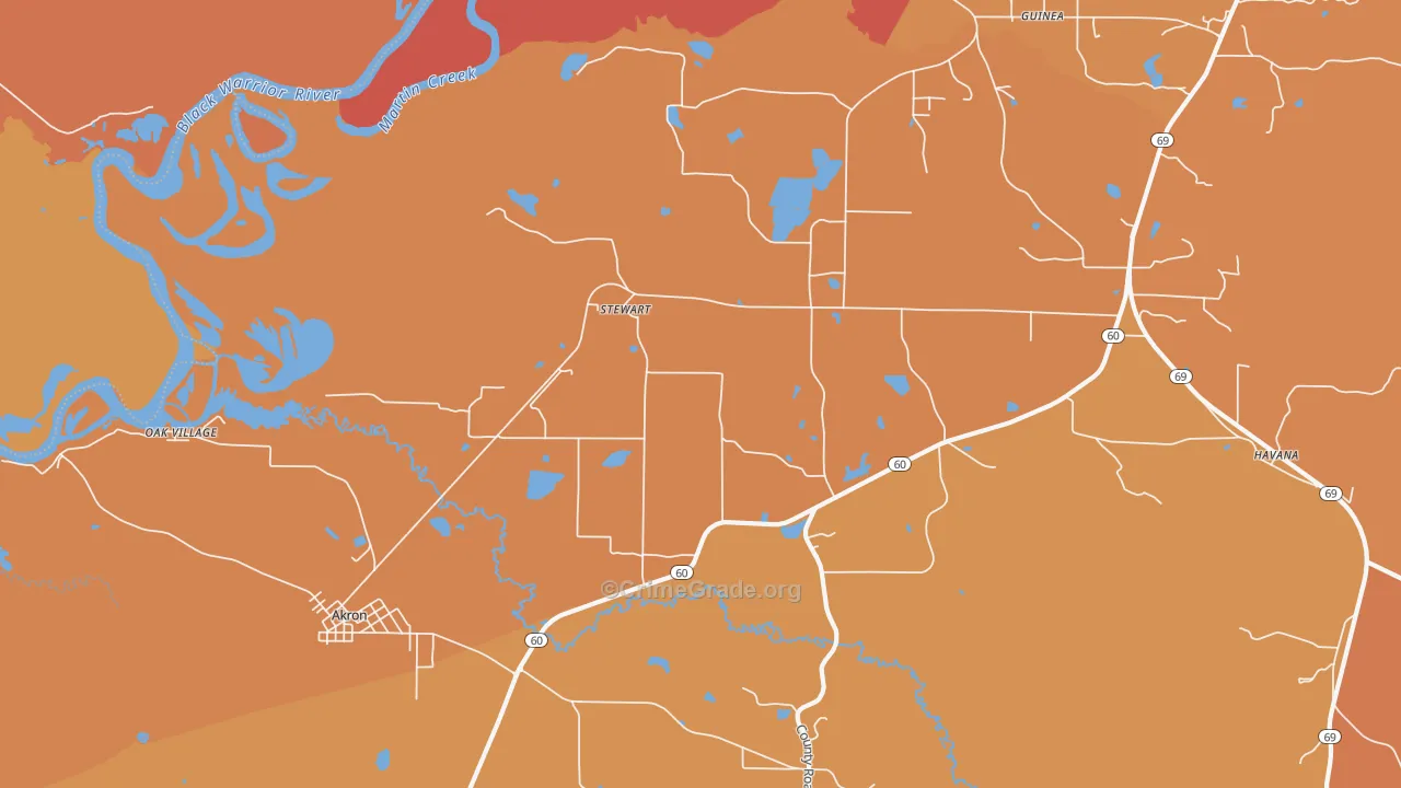 Stewart, AL Map of Vehicle Theft Rates