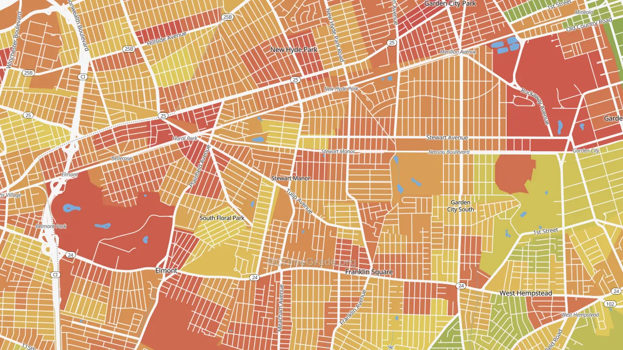 Stewart Manor, NY Map of Vehicle Theft Rates