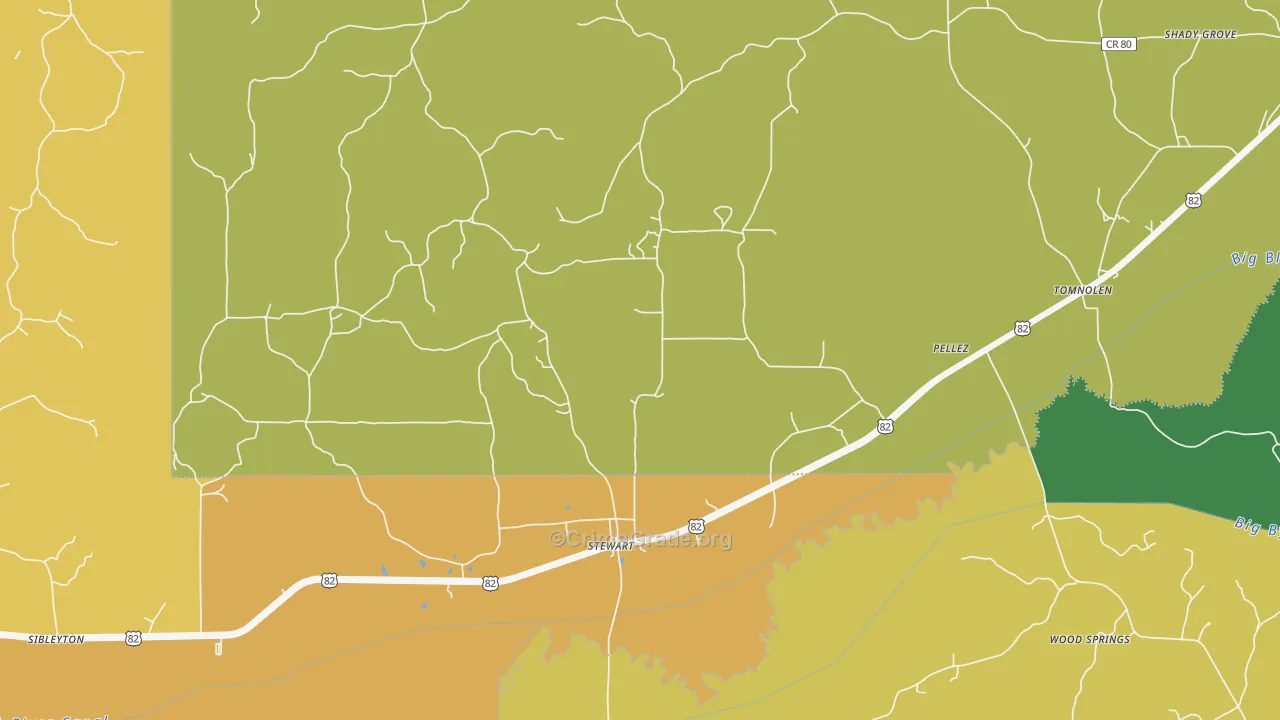 Stewart, MS Map of Vehicle Theft Rates