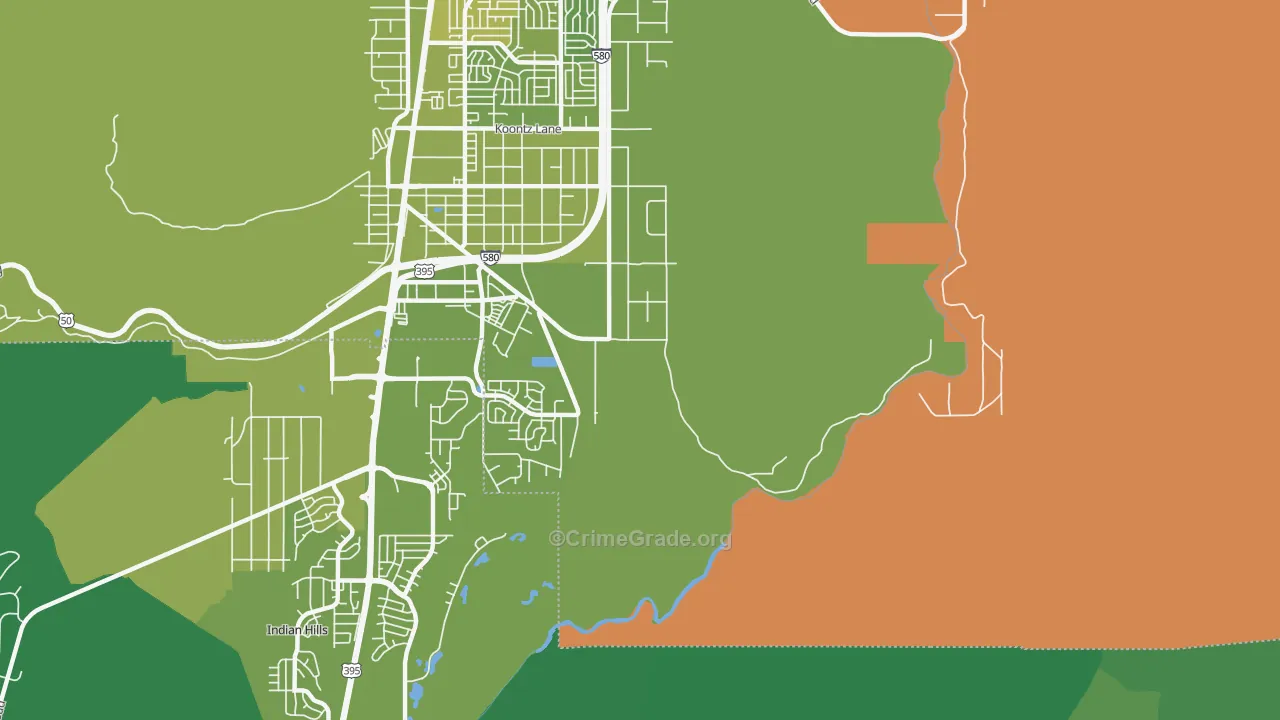 Stewart, NV Map of Vehicle Theft Rates