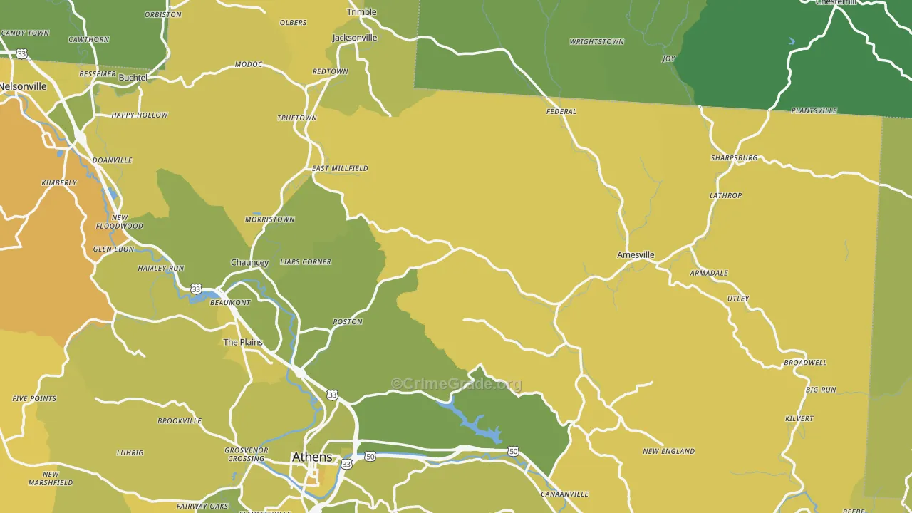 Stewart, OH Map of Vehicle Theft Rates
