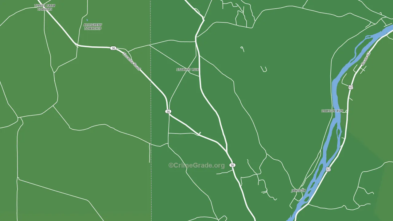 Stewart Run, PA Map of Vehicle Theft Rates