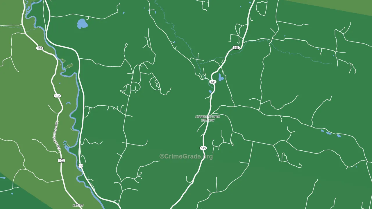 Stewartstown Hollow, NH Map of Vehicle Theft Rates