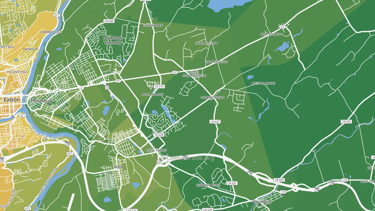 Stewartsville, NJ Map of Vehicle Theft Rates