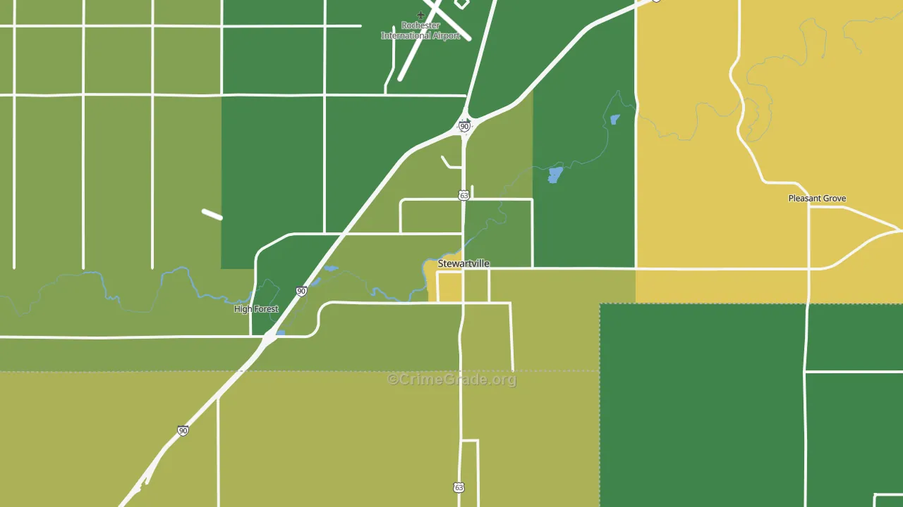 Stewartville, MN Map of Vehicle Theft Rates