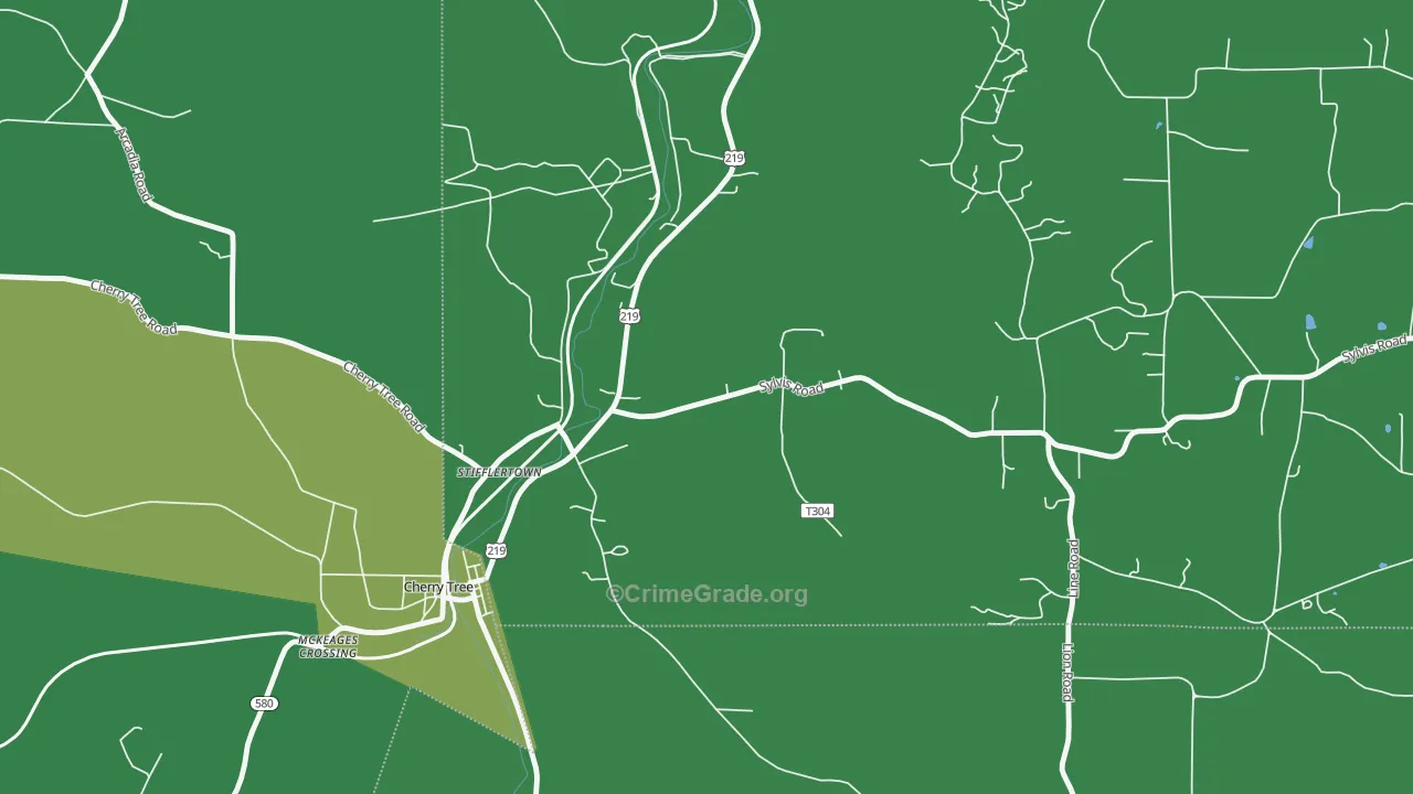 Stifflertown, PA Map of Vehicle Theft Rates