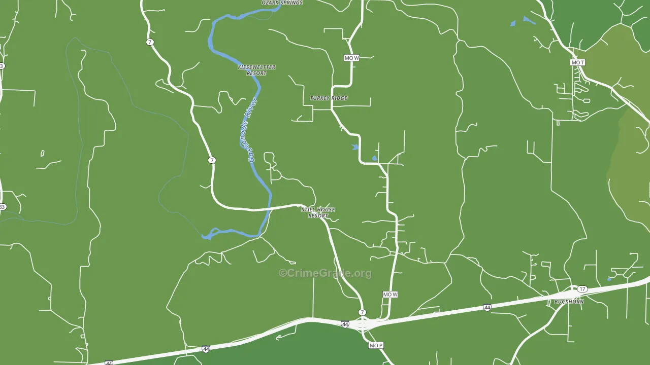 Stillhouse Springs, MO Map of Vehicle Theft Rates