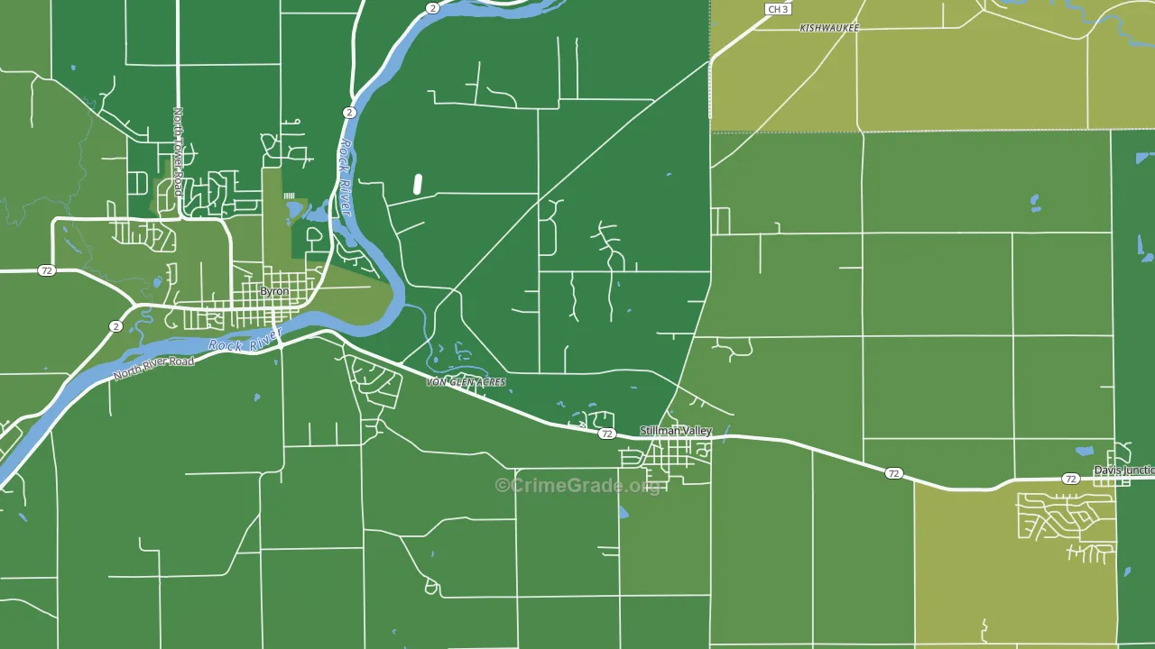 Stillman Valley, IL Map of Vehicle Theft Rates