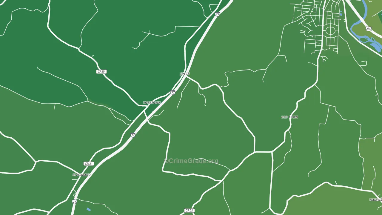 Stillwater, OH Map of Vehicle Theft Rates