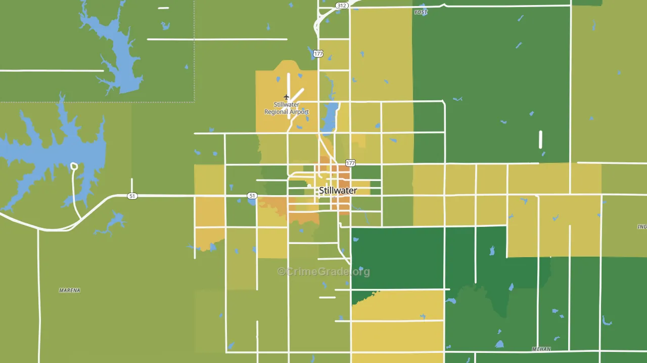 Stillwater, OK Map of Vehicle Theft Rates