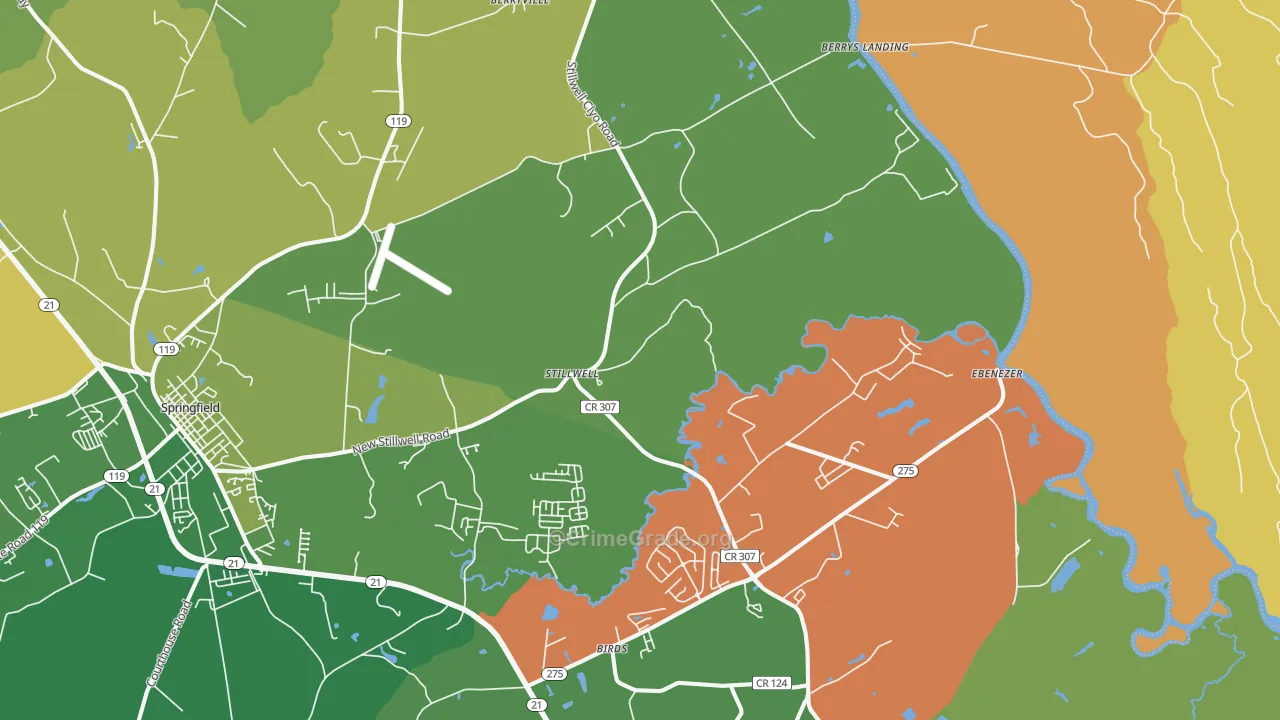 Stillwell, GA Map of Vehicle Theft Rates