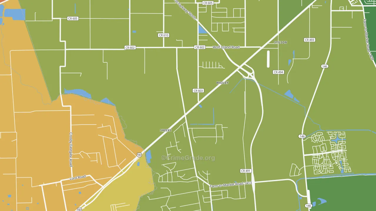 Stilson, TX Map of Vehicle Theft Rates