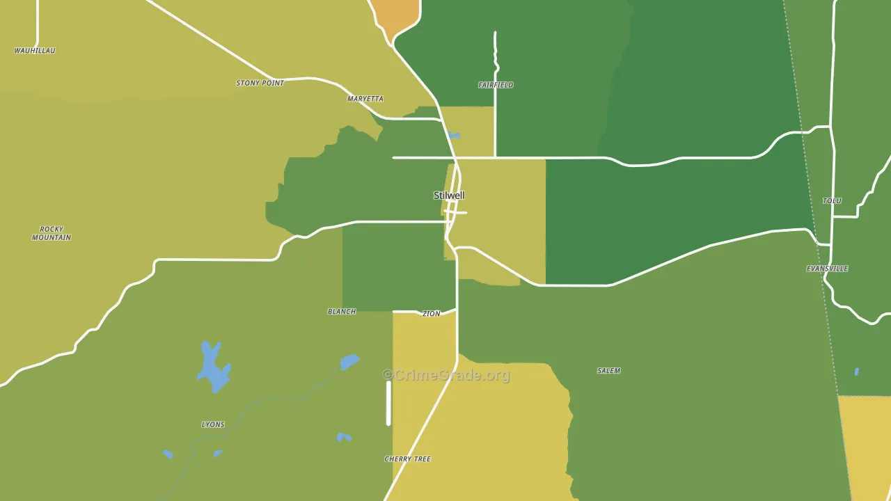Stilwell, OK Map of Vehicle Theft Rates