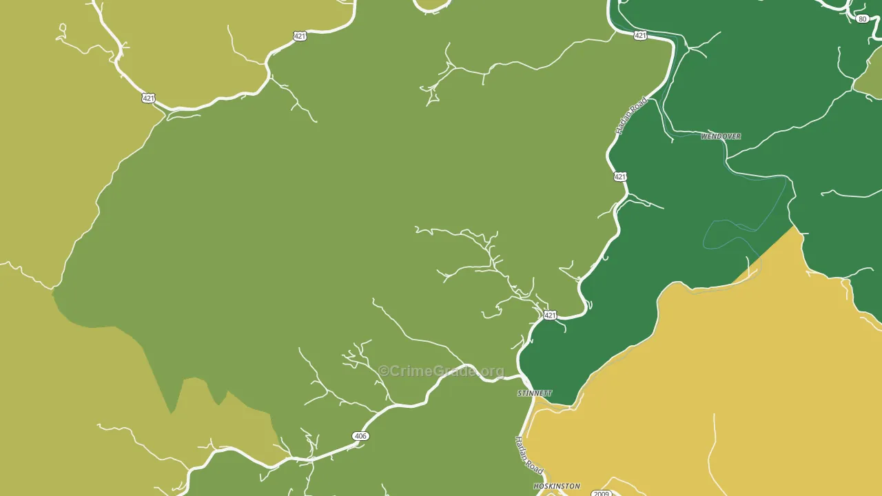 Stinnett, KY Map of Vehicle Theft Rates