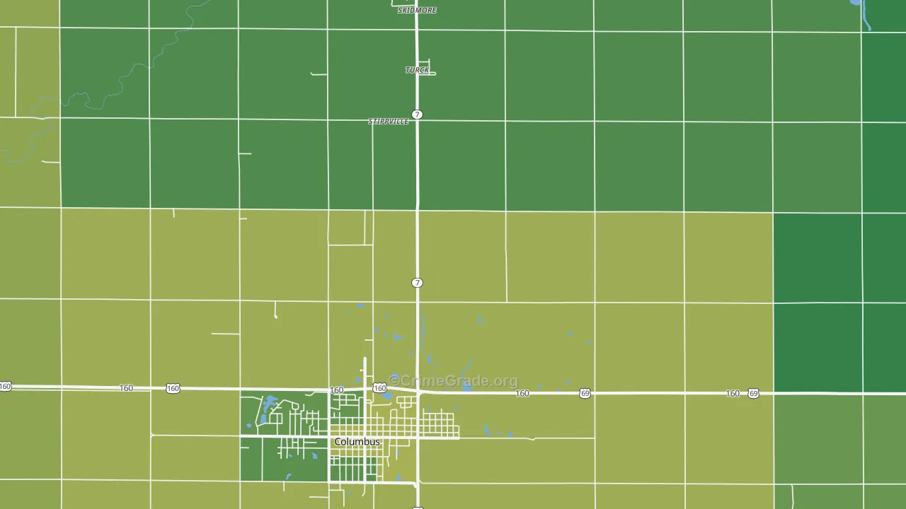 Stippville, KS Map of Vehicle Theft Rates