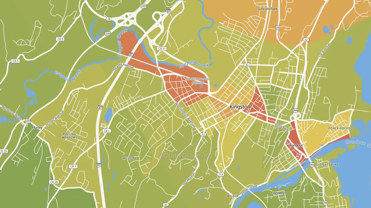 Stockade District, Kingston, NY Map of Vehicle Theft Rates