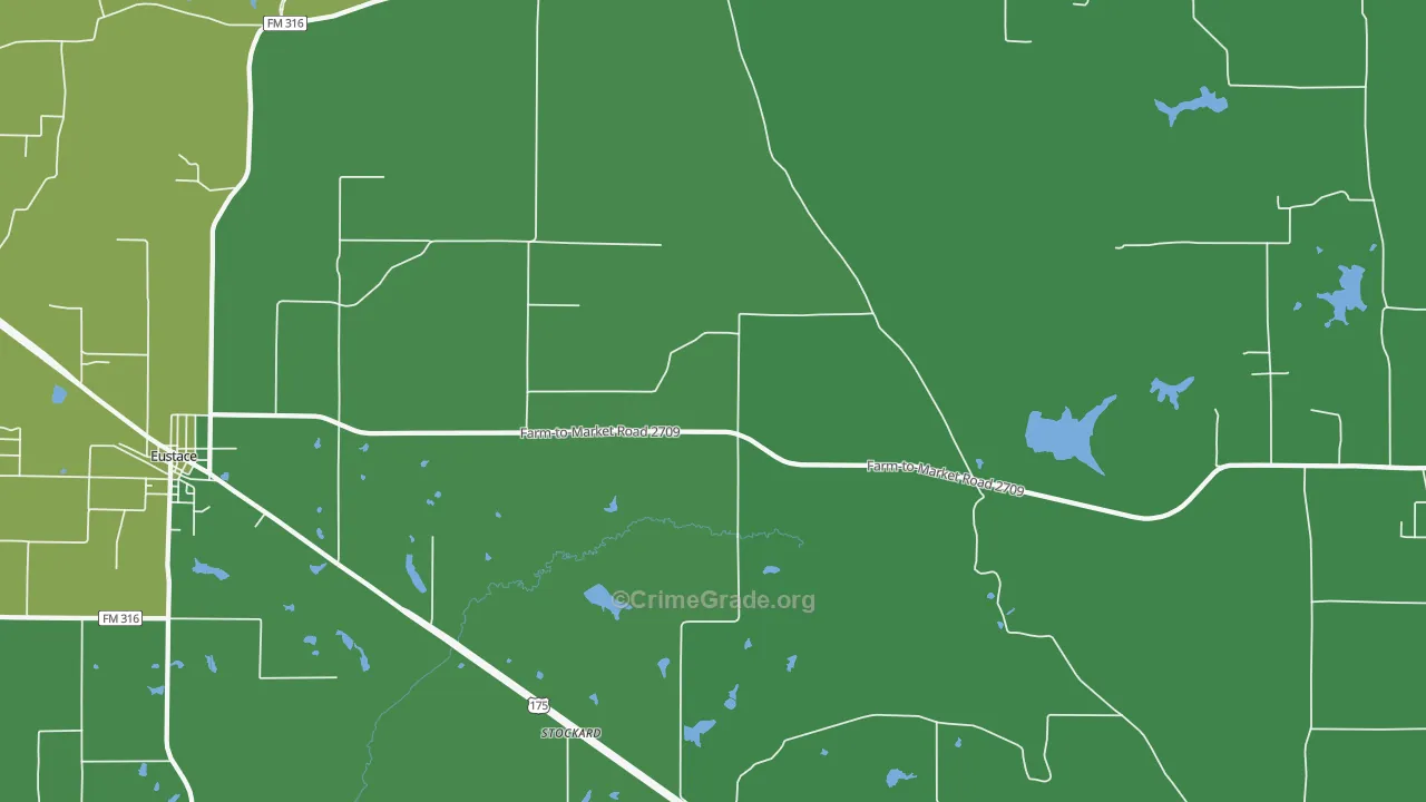 Stockard, TX Map of Vehicle Theft Rates