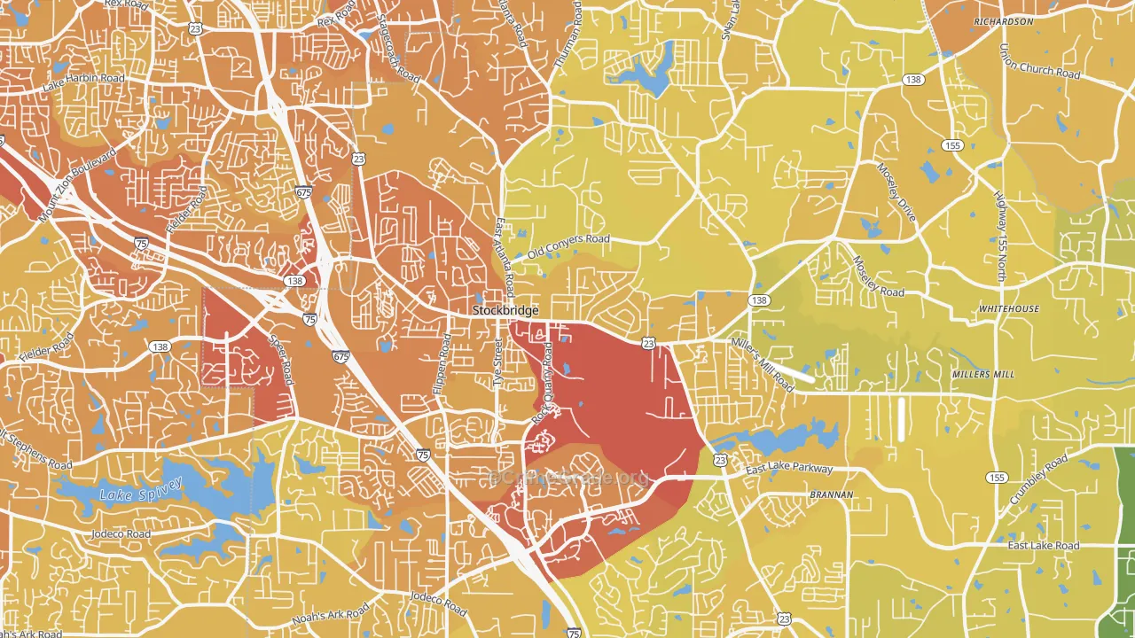 Stockbridge, GA Map of Vehicle Theft Rates